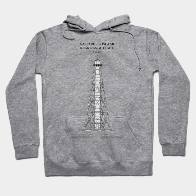 Gasparilla Island Rear Range Light - Boca Grande Lighhouse - Florida - SBDpng Hoodie by SPJE Illustration Photography